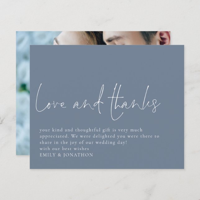 Budget Liebe Danke Foto Wedding Danke Blue (Vorne/Hinten)