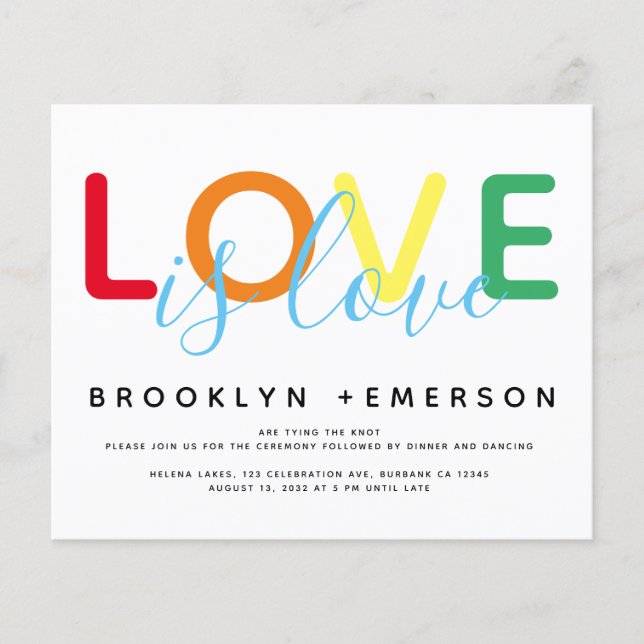 BUDGET Liebe ist Liebe Rainbow Moderne Hochzeit (Vorderseite)