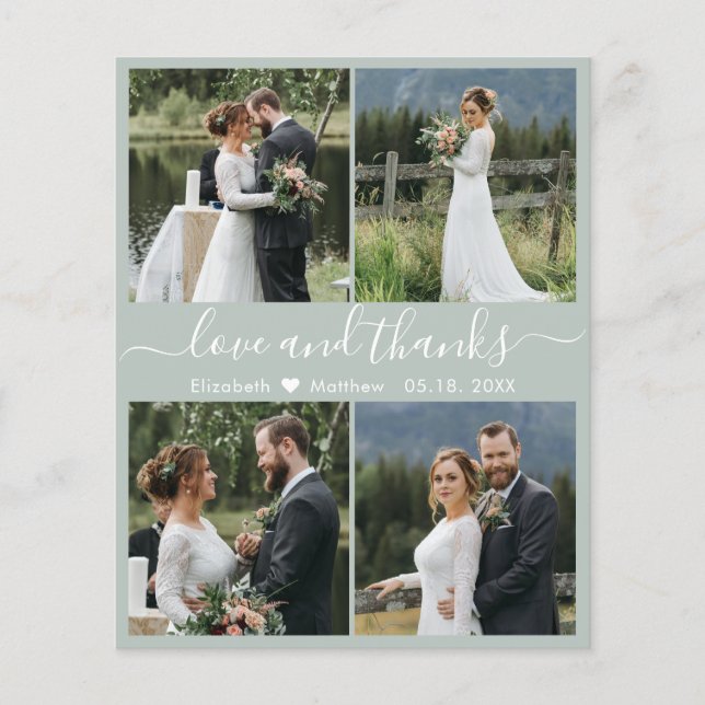 Budget Liebe und danke Collage Wedding Vielen Dank Flyer (Vorne)