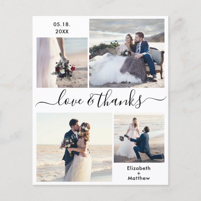 Budget Liebe und danke Collage Wedding Vielen Dank Flyer (Vorne)