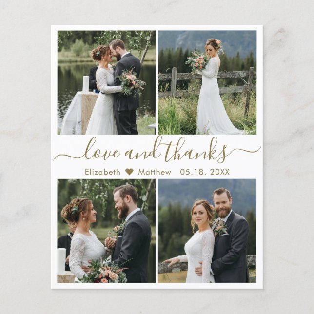 Budget Liebe und danke Collage Wedding Vielen Dank Flyer (Vorne)