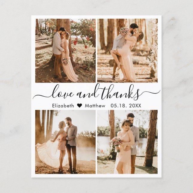 Budget Liebe und danke Collage Wedding Vielen Dank Flyer (Vorne)