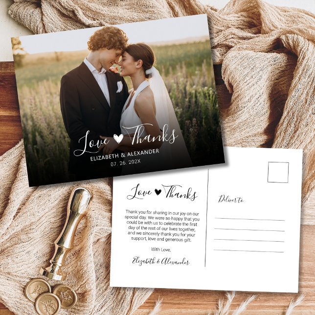 Budget Liebe und danke Foto Wedding Vielen Dank Postkarte (Von Creator hochgeladen)