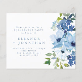 Budget Light Blue Floral Engagement Party einladen