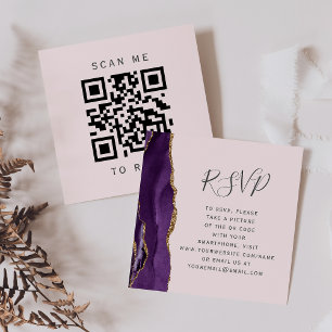 Budget Lila Achat Rotwangene Hochzeits-QR-Code-RSV Begleitkarte