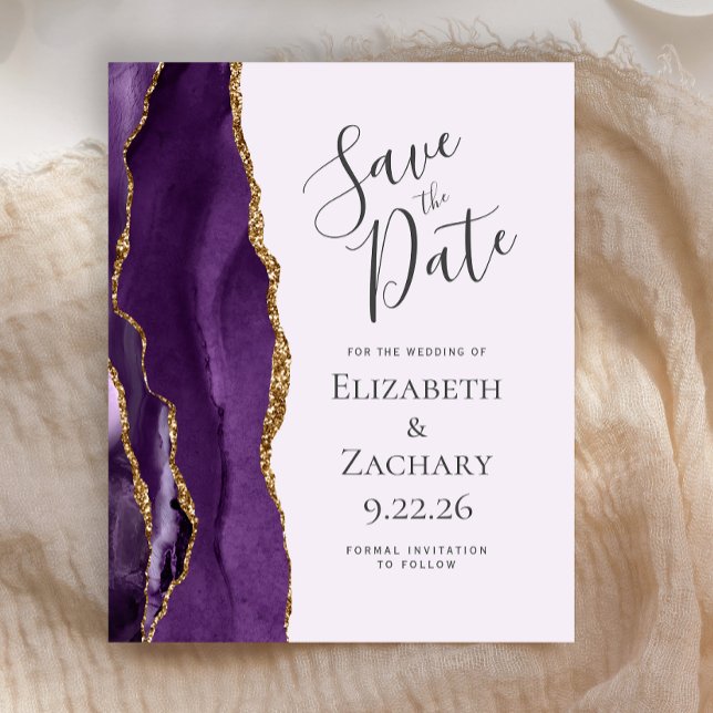Budget Lila Agate Lavender Wedding Save the Date (Von Creator hochgeladen)