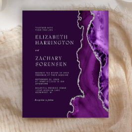 Budget Lila Agate Silver Plum Einladung Hochzeit