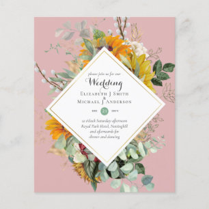 BUDGET Lila Blaue Florale Hochzeits Einladungen Flyer