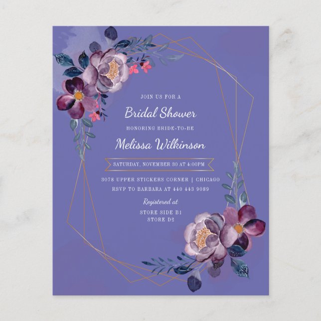 Budget Lila Brautparty Floral Flyer (Vorne)