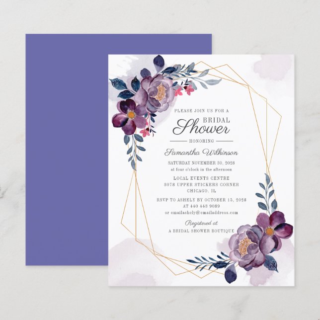 Budget Lila Brautparty für Blumengewässer (Vorne/Hinten)