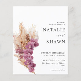 Budget Lila Floral Boho Hochzeit Flyer
