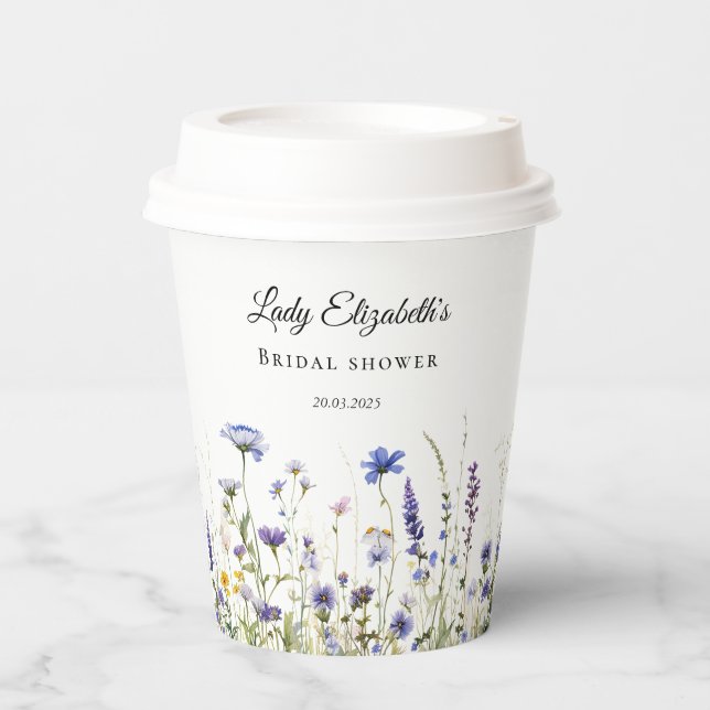 Budget Lila Florals Bridgerton Brautparty Pappbecher (Vorderseite)