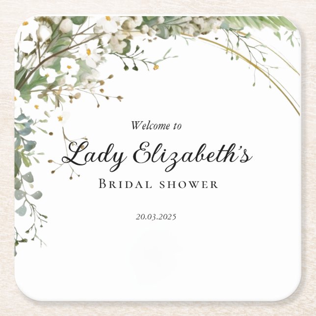 Budget Lila Florals Bridgerton Brautparty Rechteckiger Pappuntersetzer (Vorderseite)