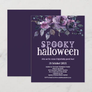 Budget Lila Florals Spooky Halloween Einladung