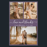 Budget Lila Foto Collage Wedding Vielen Dank Flyer<br><div class="desc">Budget, Elegant, modern, Handschrift Hochzeit (3) Drei Foto Collage Vielen Dank personalisiert günstig günstigen Flyer. ***BEACHTE! *** SCROLL NACH UNTEN FÜR WEITERE INFO! *** Stilvolle Hochzeit danke Ihnen Vorlage mit drei Foto auf der Vorderseite und ein Foto auf der Rückseite. Mit dem Text "Liebe und Dank" in einem Wirblen handgeschriebenen...</div>