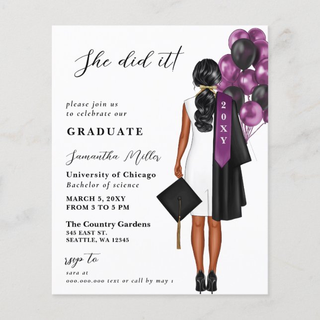 Budget Lila Foto Sie tat es Abschluss (Vorderseite)