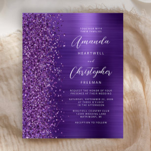 Budget-lila-glitter-Hochzeitseinladung