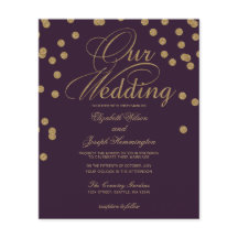 Budget Lila Glitzer Confetti Hochzeit Einladung