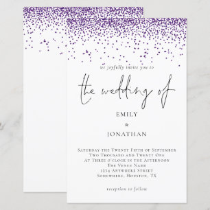 Budget Lila Glitzer Confetti Hochzeit Einladung