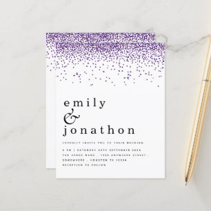 Budget Lila Glitzer Confetti Hochzeit Einladung