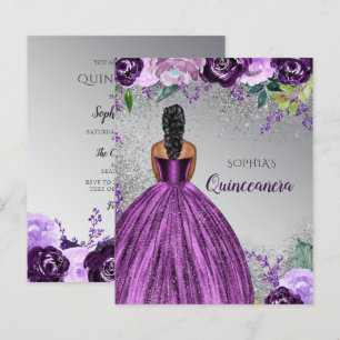 Budget Lila Glitzer Kleid Quinceañera Einladung