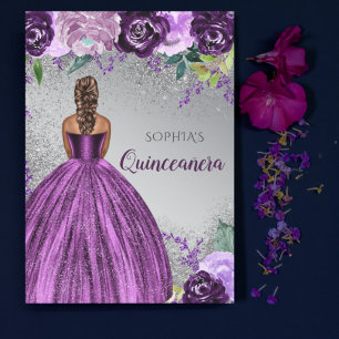 Budget Lila Glitzer Kleid Quinceañera Einladung