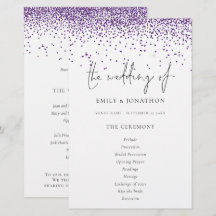 Budget Lila Glitzer Script-Hochzeitsprogramm