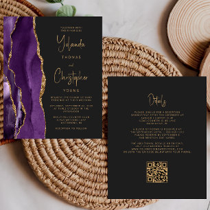 Budget Lila Gold Achat Dunkler QR-Code Hochzeit