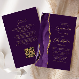 Budget Lila Gold Achat Pflaume QR Code Hochzeit