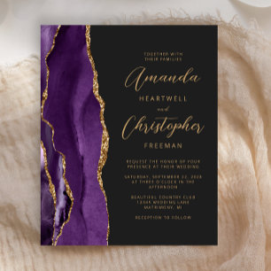 Budget Lila Gold Achat Schiefer Hochzeitseinladung