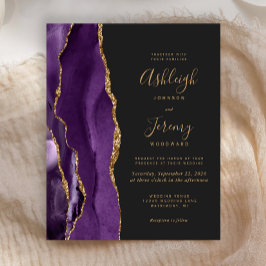 Budget Lila Gold Agate Dark Wedding Einladung