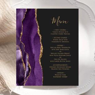 Budget Lila Gold Agate Dark Wedding Menü