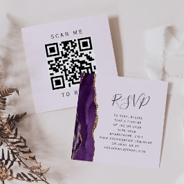 Budget Lila Gold Agate Hochzeit QR Code UAWG Begleitkarte