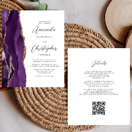 Budget Lila Gold Agate QR Code Hochzeit