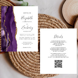 Budget Lila Gold Agate QR Code Hochzeit