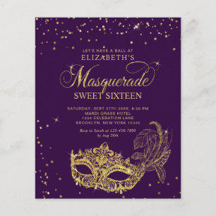 BUDGET Lila Gold Foto-Maskenball Sweet 16