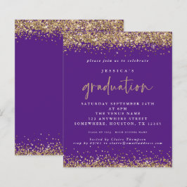 Budget Lila Gold Glitzer 2024 Abschluss Einladung