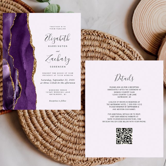 Budget Lila Goldlavender QR-Hochzeit (Von Creator hochgeladen)