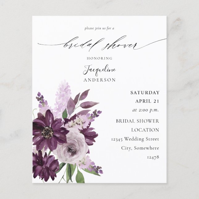 Budget Lila & Lavendel Brautparty Flyer (Vorne)