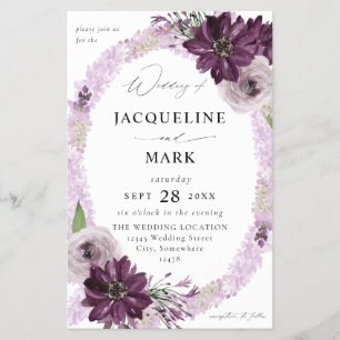 Budget Lila & Lavender Floral Ring Wedding MED Flyer