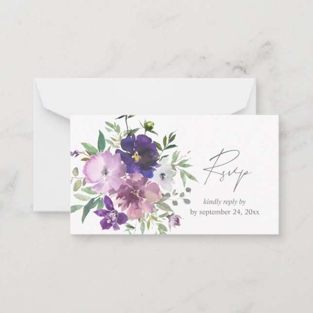 Budget Lila- Light & Dark Floral 2SM UAWG Mitteilungskarte (Vorderseite)