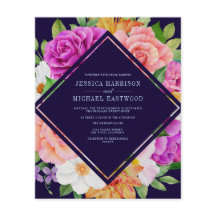 Budget Lila Pink Floral Bold Einladung Hochzeit