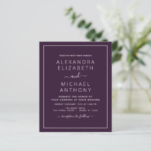 Budget Lila Plum Wedding Moderne Typografie