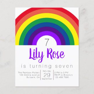 Budget Lila Rainbow Birthday Party Einladung Flyer