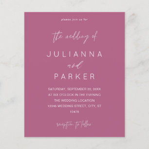 Budget Lila Rosa MOD Kalligrafie Hochzeit Flyer