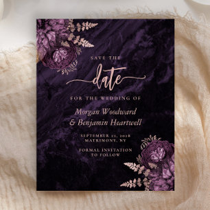 Budget Lila Rosen-Gold Blumen Save-the-Date-Karte