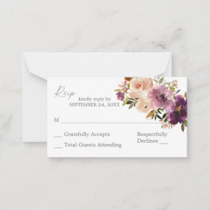 Budget Lila & rot Rosa Floral 2SM Keine Mahlzeiten Mitteilungskarte
