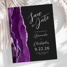 Budget Lila Silver Agate Script Save the Date