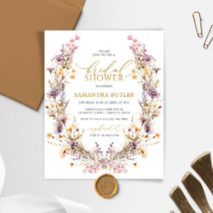 Budget Lila Wildblumen Brautparty-Einladung