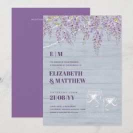 Budget Lila Wisteria Dusty Blue Wedding Einladung